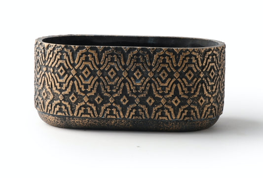 Ghiveci ceramică oval 15 cm, suport decorativ elegant pentru plante mici.
