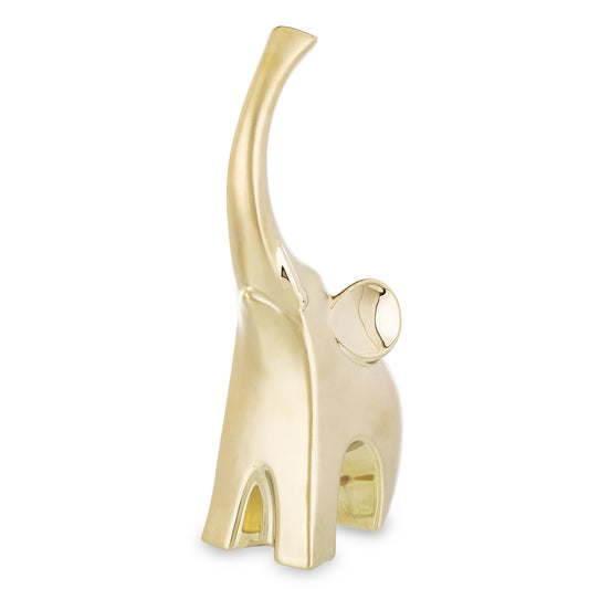 Elefant ceramică auriu, 26x7,5x12 cm, decor elegant și cadou special.