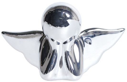 Figurină înger ceramic argintiu 30,5x10x18,6 cm, decor elegant și cadou simbolic