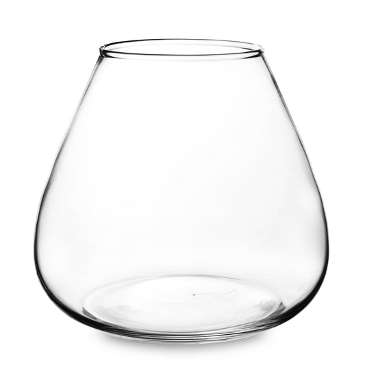 Bol de sticlă transparentă 20x22x22 cm, vas decorativ pentru fructe, flori sau aranjamente, accesoriu elegant pentru casă