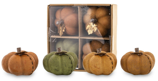 Dovleac decorativ maro din rășină 9 cm, ornament pentru interior, mese și rafturi tematice.