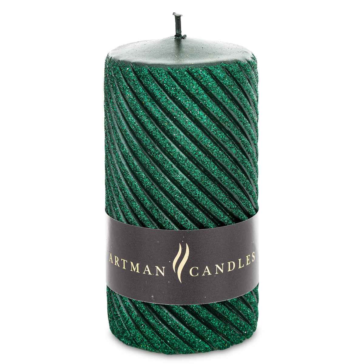 Lumânare decorativă verde cu sclipici, perfectă pentru decor festiv, elegant și proaspăt. Creează o atmosferă relaxantă și luminoasă, ideală pentru sărbători, cine speciale sau decor modern de casă. Este potrivită ca dar de casă nouă, aniversări sau cadouri festive.