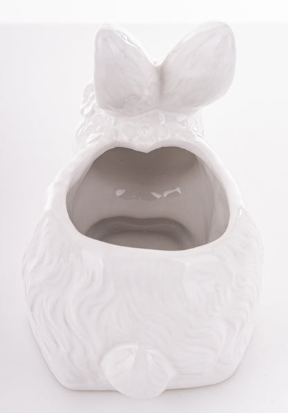 Ghiveci iepure ceramic alb decor Paște