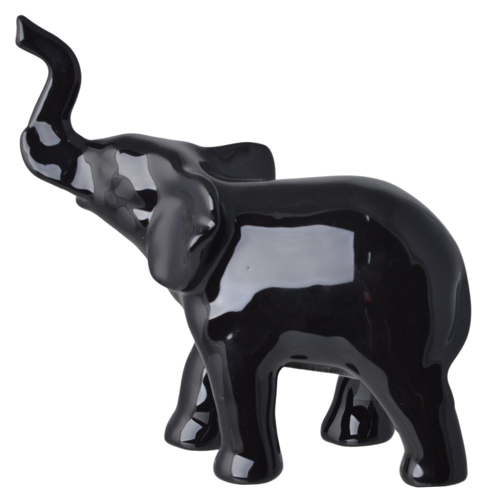 Figurină elefant ceramică negru 15x6x15,5 cm, decor sofisticat pentru iubitorii de animale.