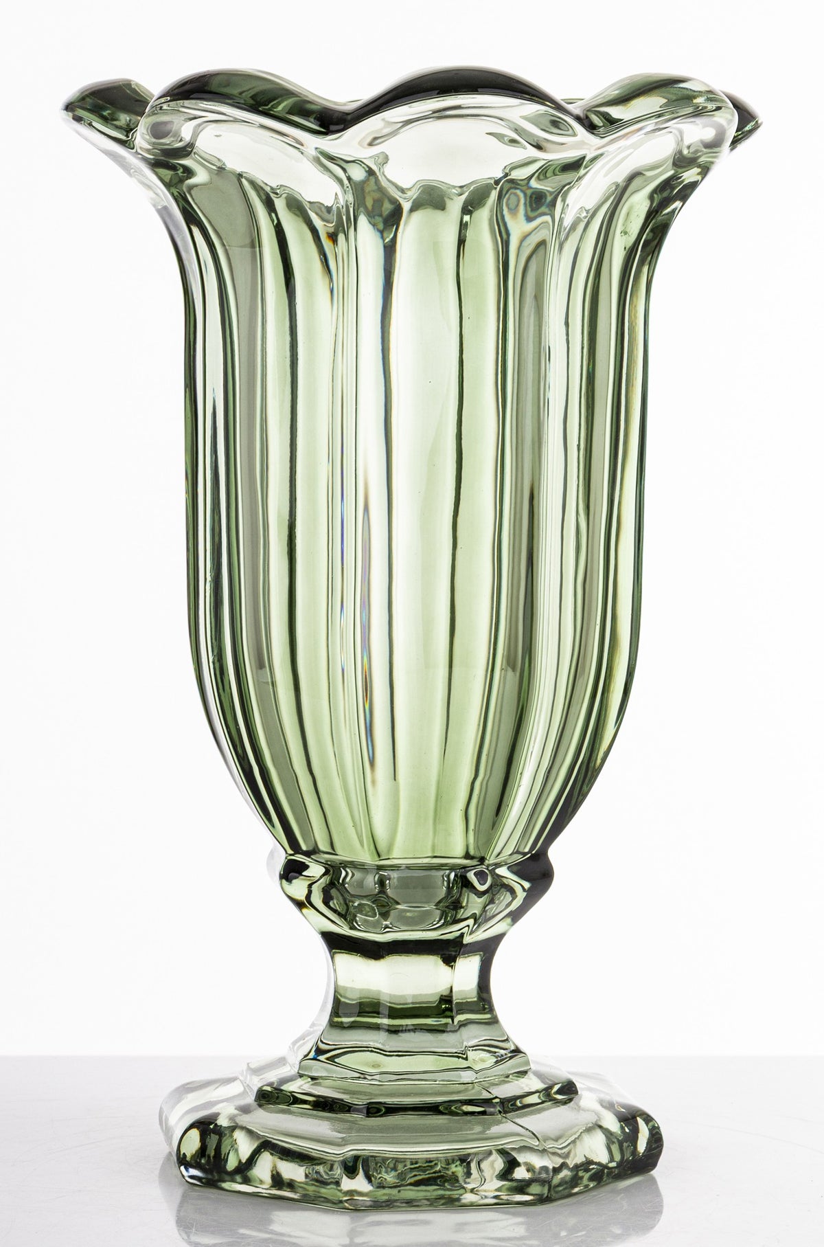 Vază sticlă verde picior decor modern