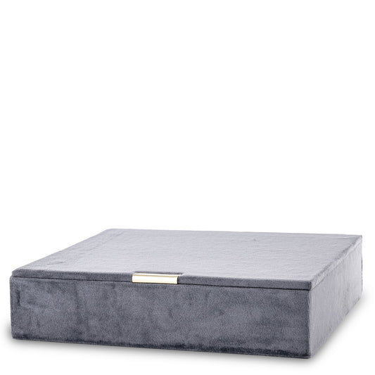 Cutie bijuterii catifea gri petrol 5,5x25x18 cm, organizator bijuterii și cadou elegant, mentha - flori, cadouri și decorațiuni