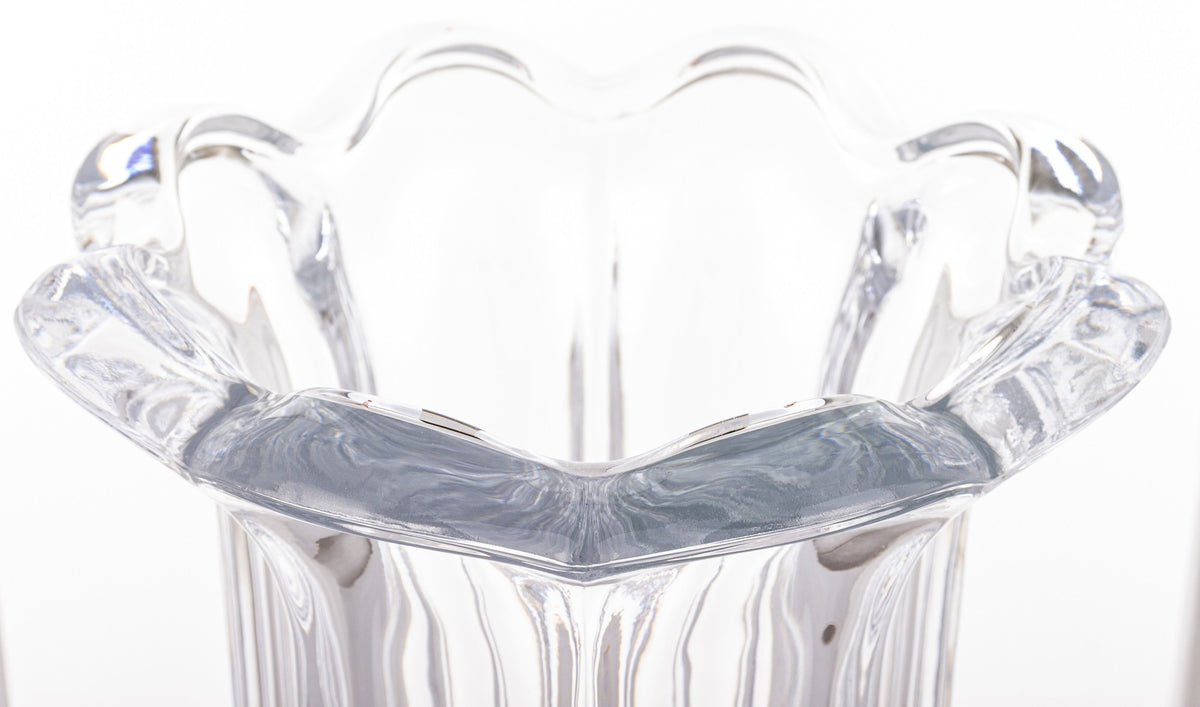 Vază sticlă picior transparent decor elegant