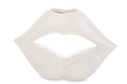 Vază buze ceramică 10,5x15x5,5 cm, ornament modern pentru flori naturale și artificiale, decor elegant pentru living și birou, cadou original și stilat pentru ocazii speciale, atmosferă sofisticată