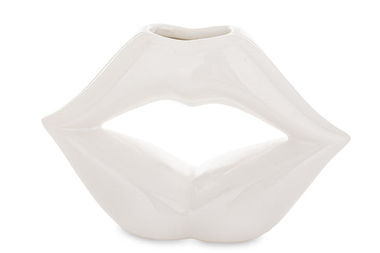 Vază buze ceramică 10,5x15x5,5 cm, ornament modern pentru flori naturale și artificiale, decor elegant pentru living și birou, cadou original și stilat pentru ocazii speciale, atmosferă sofisticată