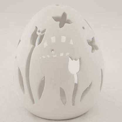 Ou ceramic alb flori decor Paște