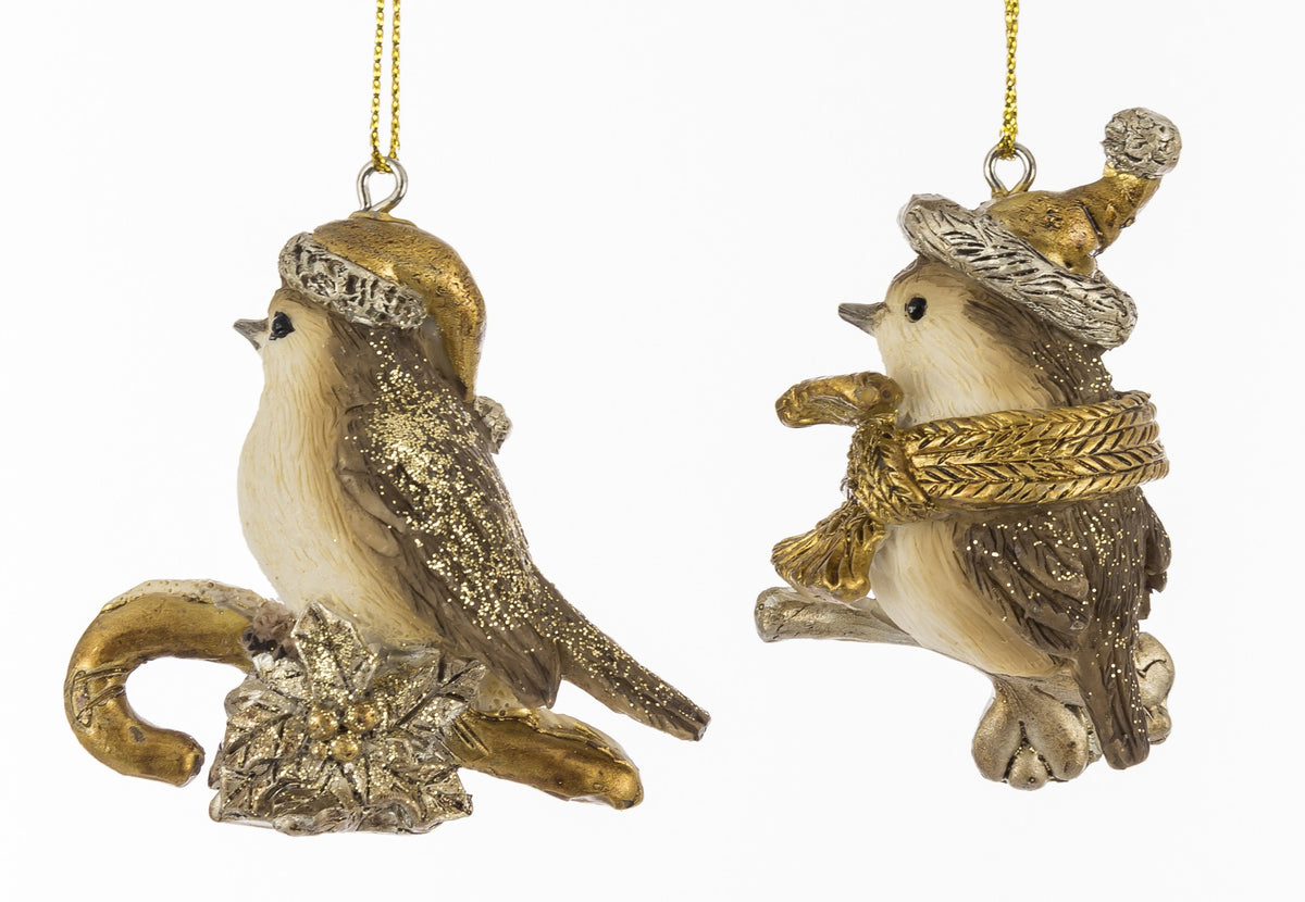 Figurină pasăre decorativă de agățat pentru brad și amenajări festive, ornament delicat pentru decorul casei, vitrine și compoziții de iarnă
