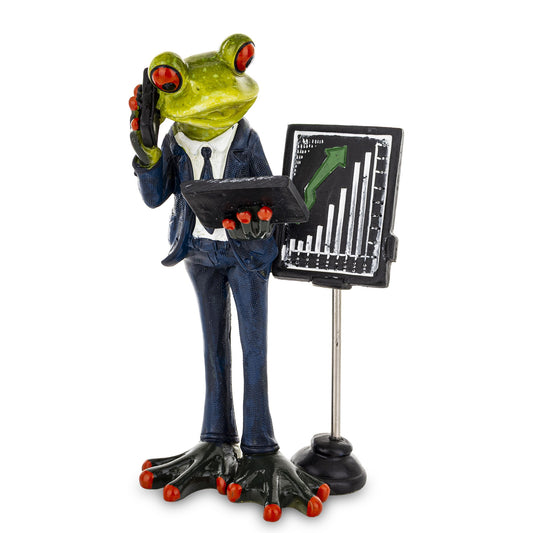 Figurină broască antreprenor din rășină, ornament decorativ amuzant, cadou pentru birou sau colecție