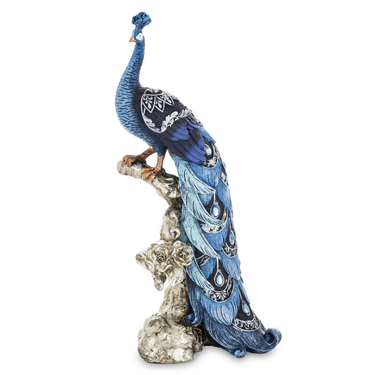 Figurină păun cu oglinzi 29x10x14 cm, obiect decorativ spectaculos și cadou elegant