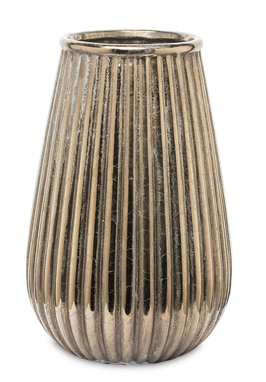 Vază ceramică antichizată, 35x23x23cm, obiect decorativ elegant și clasic pentru casă.