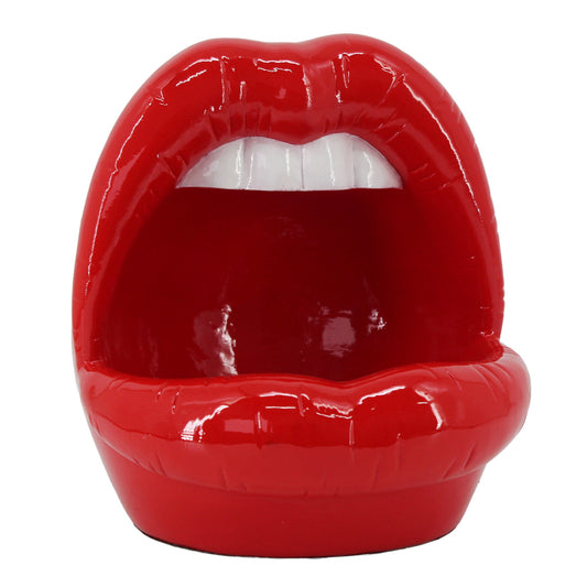 Ghiveci decorativ din ceramică cu design buze roșii, o piesă modernă și îndrăzneață care adaugă personalitate oricărui spațiu. Este ideal pentru plante mici sau decor creativ. Perfect ca element statement în living sau cadou original.