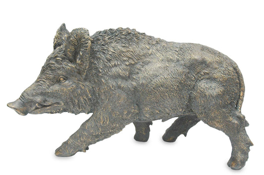 Figurină decorativă porc mistreț antichizat, piesă impunătoare cu aspect rustic și detalii clasice. Este ideală pentru decor masculin, birou, cabană sau colecții decorative. Simbol al forței și naturii, perfect ca dar pentru bărbați sau pasionați de obiecte decorative.
