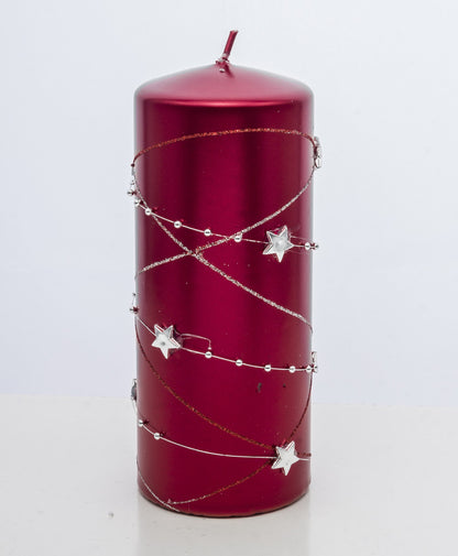 lumânare roșie mare stele decor Crăciun
