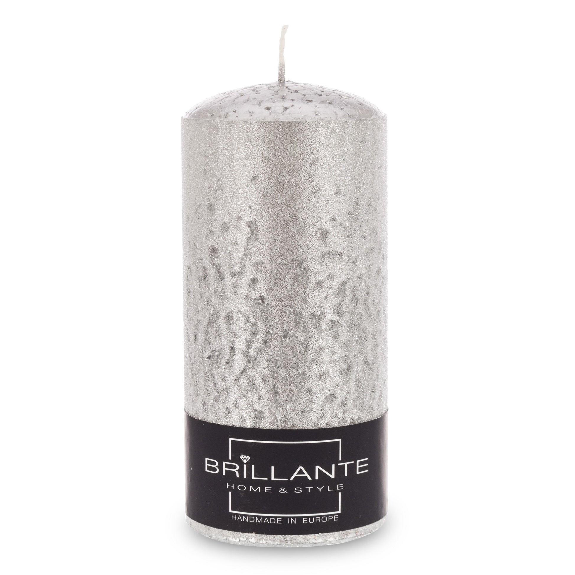Lumânare decorativă cu sclipici argintiu 15x7x7 cm, accesoriu pentru decor festiv și cadou elegant pentru ocazii