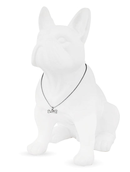 Buldog alb mare din ceramică fină, dimensiuni 31,5x28x16,85 cm, ideal pentru un decor rafinat și deosebit.