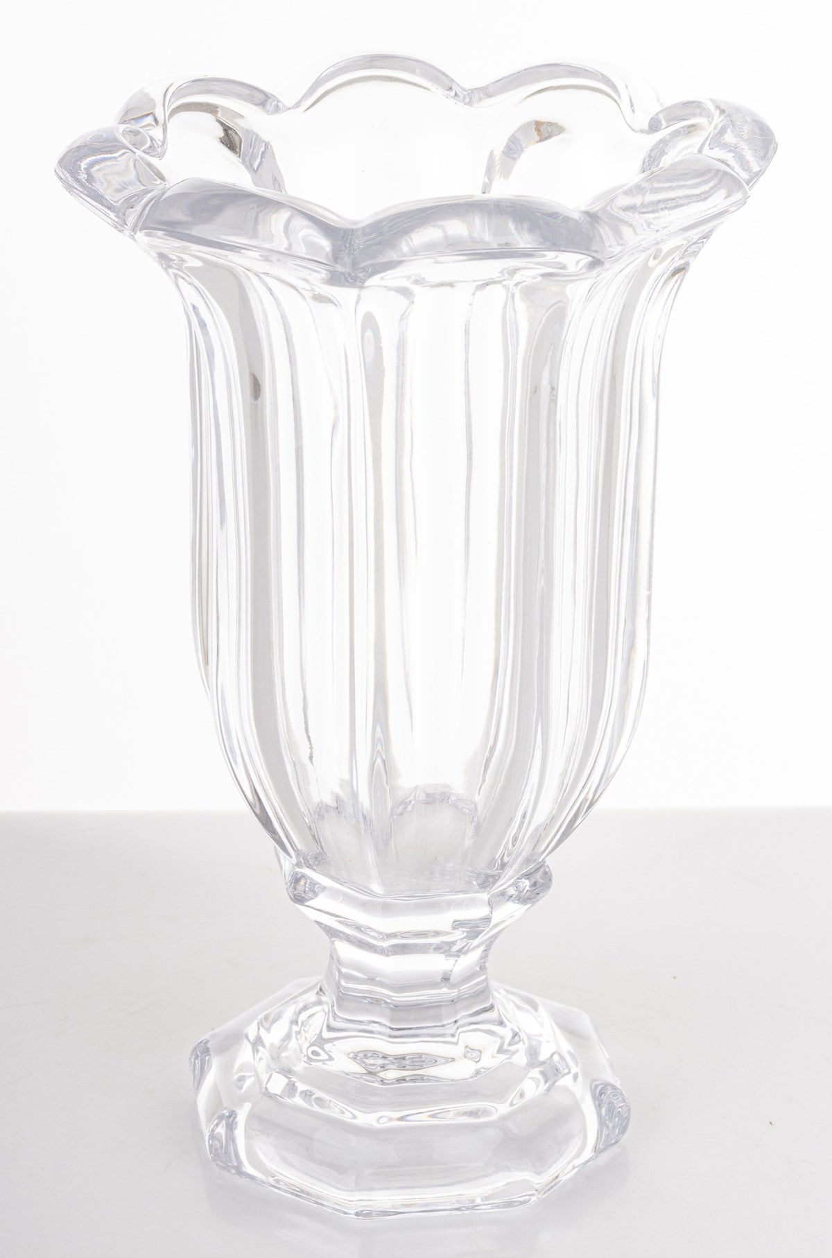 Vază sticlă picior transparent decor elegant