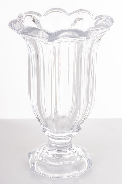 Vază sticlă picior transparent decor elegant