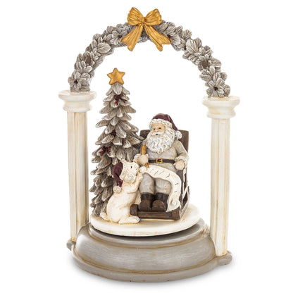 Caruselul muzical cu Moș Crăciun și brad este o decorațiune festivă care poate aduce un plus de farmec și nostalgie în amenajarea de Crăciun. Poate fi așezat pe masă, comodă, consolă, raft sau în vitrină și poate deveni un punct de atracție în decorul de sărbători. Combinația dintre Moș Crăciun și brad îl transformă într-un obiect potrivit pentru atmosfera de iarnă și pentru amenajările dedicate familiei. Este o idee de cadou de Crăciun potrivită pentru copii, părinți, bunici, colecționari