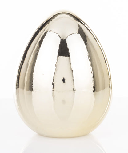 Ou decorativ ceramic auriu 10x8x8 cm