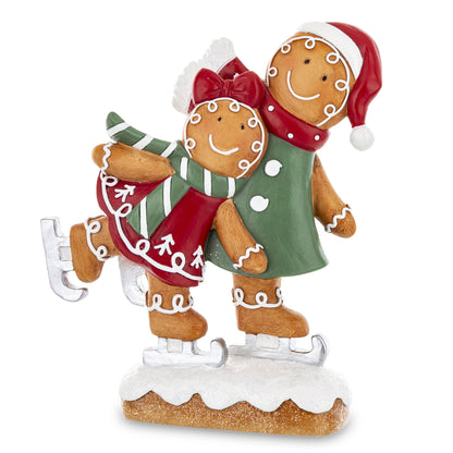 Figurină patinatori turtă dulce de Crăciun, obiect decorativ pentru decorul casei și cadouri, prezentat ca accent pentru locuință