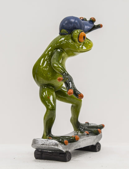 Figurină broască skateboard 15x12x8 cm – decor haios