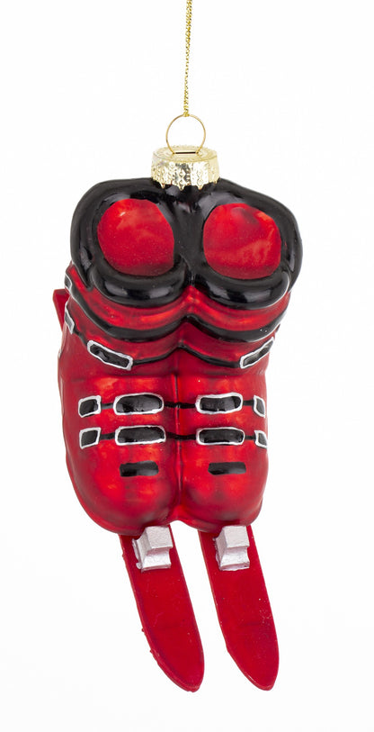 Glob Crăciun clăpari ski roșii ornament brad