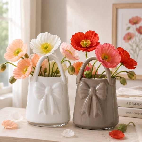 Vază poșetă bej sticlă decor elegant modern