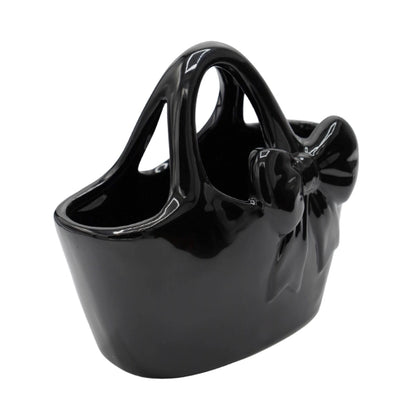 Vază poșetă ceramică neagră decor elegant