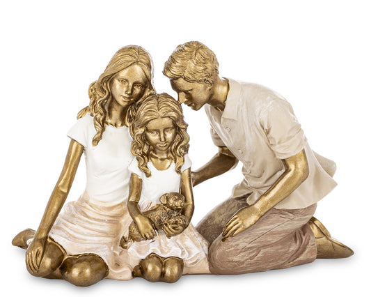 Figurină familie cu câine din rășină, ornament sentimental pentru interior, cadou simbolic pentru casă