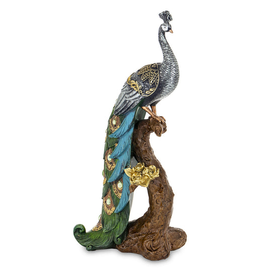 Figurină păun cu oglinzi 40x20x12,5 cm, decor luxos și cadou impresionant