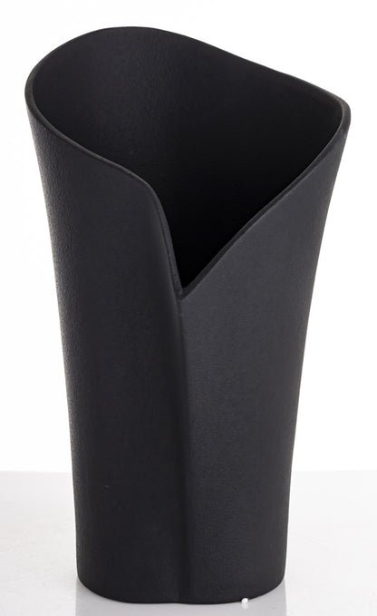 Vază porțelan negru minimalistă modernă, ideală pentru flori, decor interior elegant și spații premium contemporane.