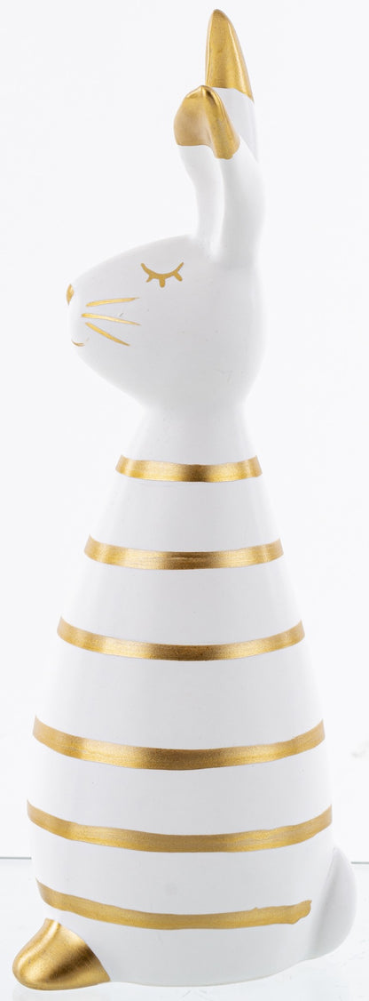 Iepure ceramic alb auriu mare 26x10x9 cm