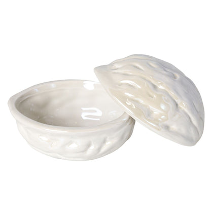 Bombonieră nucă bej mică ceramică 9x7x7 cm – decor rafinat