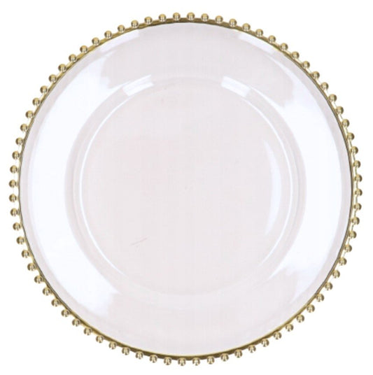 Farfurie decorativă auriu din rășină, 32 cm, piesă elegantă pentru masă festivă sau decor modern.