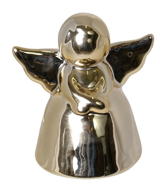 Figurină decorativă înger de dimensiuni mari realizată din ceramică aurie premium, creată pentru a aduce eleganță, lumină și rafinament oricărui spațiu interior. Este o piesă statement ideală pentru living, hol, dormitor sau birou și completează perfect decorurile sofisticate și luxoase. Simbol al protecției și energiei pozitive, acest înger decorativ este potrivit pentru cadouri speciale oferite la casă nouă, aniversări, sărbători, botez sau nunți și reprezintă o alegere elegantă pentru iubitorii de decor