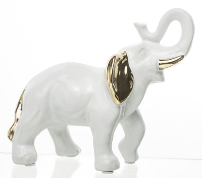 Figurină elefant alb auriu 17 cm