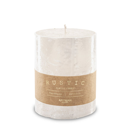 Lumânare antichizată albă mare 11,5x9x9 cm, accesoriu decorativ pentru atmosferă relaxantă și cadou elegant