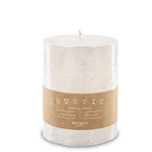 Lumânare antichizată albă mare 11,5x9x9 cm, accesoriu decorativ pentru atmosferă relaxantă și cadou elegant