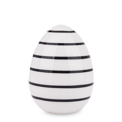 Ou decorativ ceramic alb-negru 8,5x6x6 cm, obiect decorativ elegant, mentha - flori, cadouri și decorațiuni