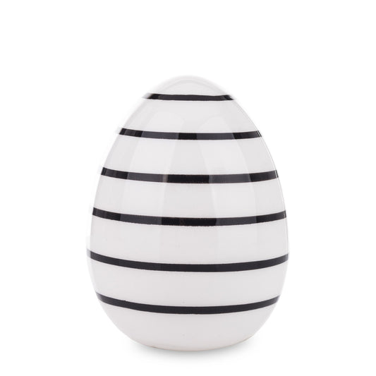 Ou decorativ ceramic alb-negru 8,5x6x6 cm, obiect decorativ elegant, mentha - flori, cadouri și decorațiuni