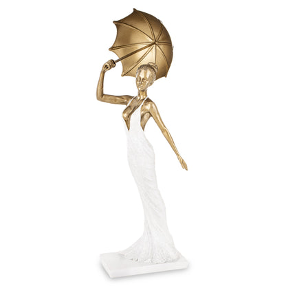 Figurină decorativă femeie cu umbrelă din rășină, ornament artistic elegant, cadou special pentru interior