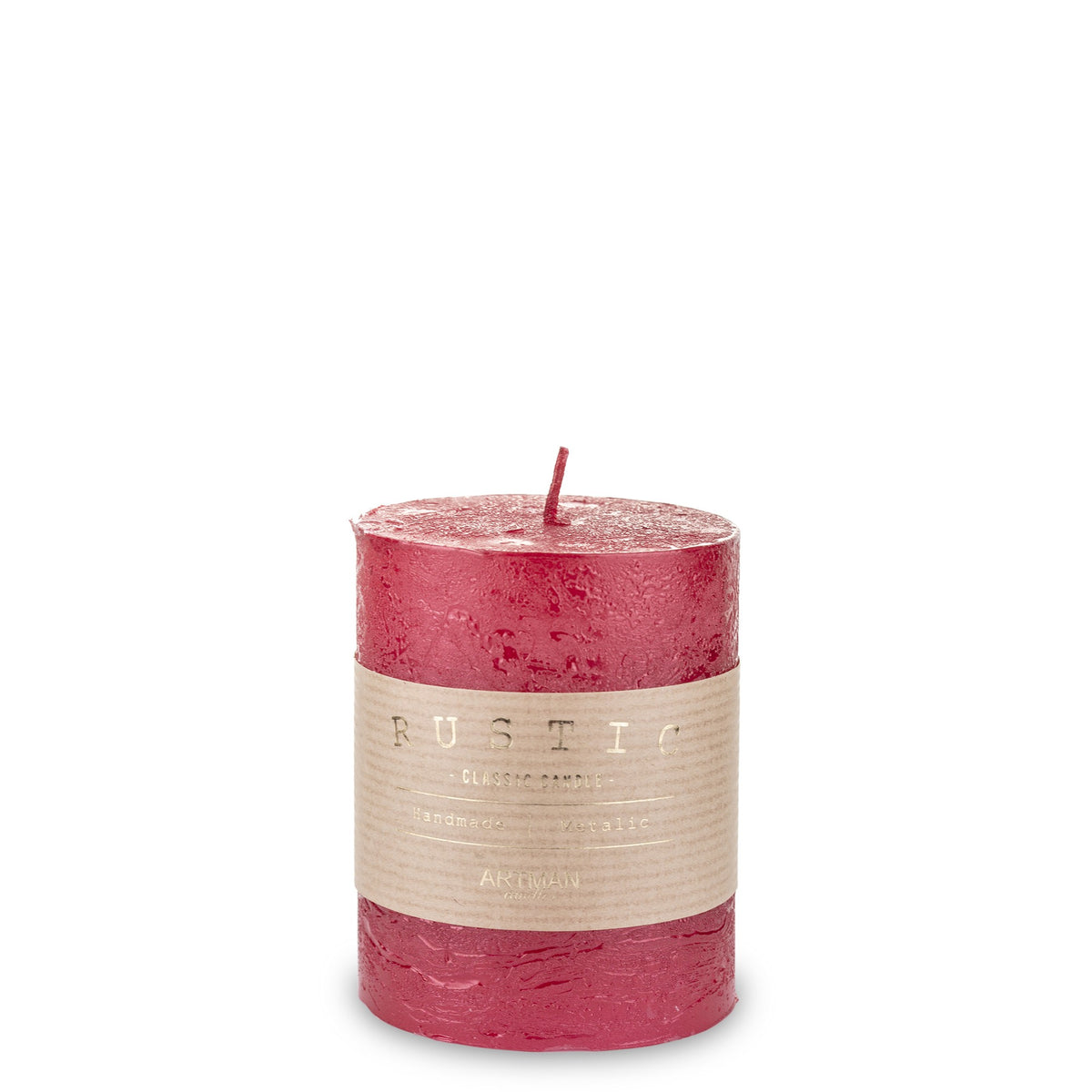 Lumânare roșie antichizată, obiect decorativ pentru decor elegant și mese festive, prezentat ca accent pentru locuință