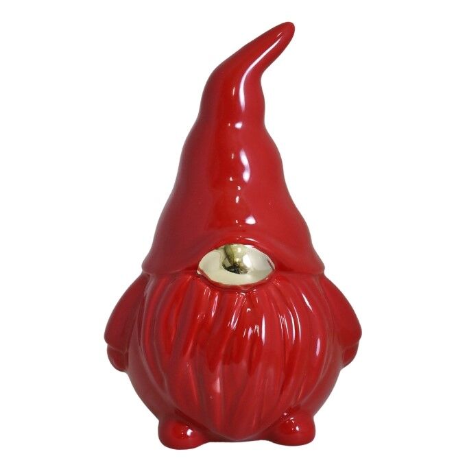 Figurină gnom ceramică Crăciun 10x9x15 cm, ideală pentru atmosfera festivă de Crăciun.