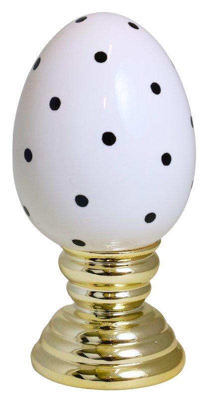 Ou mare ceramică suport auriu 29 cm, ornament pascal spectaculos și elegant.