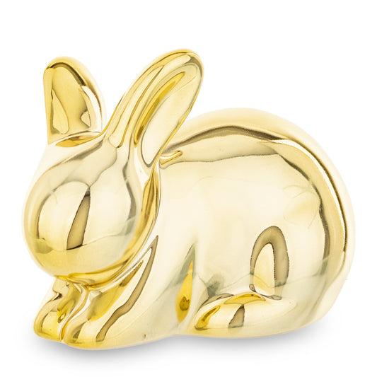 Iepure ceramic auriu 7,5x10x7 cm, figurina mică și elegantă pentru decor, mentha - flori, cadouri și decorațiuni
