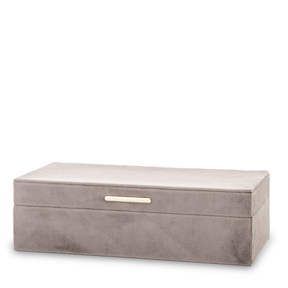 Cutie bijuterii catifea bej 8x28x10 cm, organizator bijuterii elegant, mentha - flori, cadouri și decorațiuni